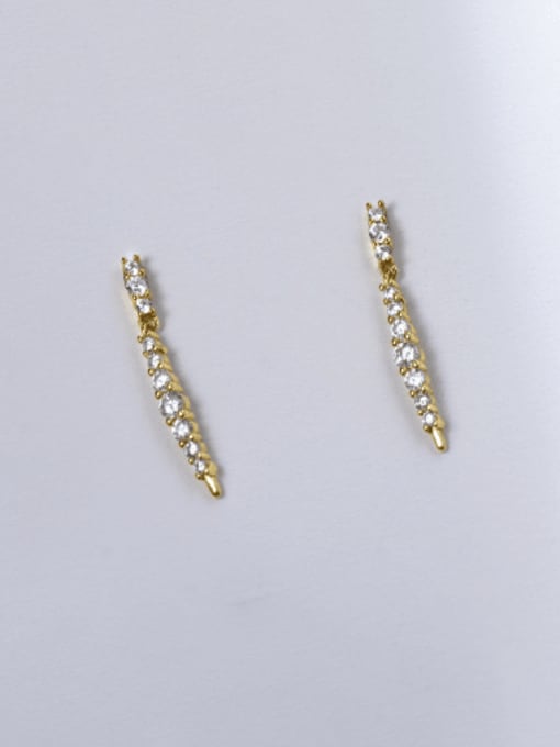 ES1614 [Gold] 925 Sterling Silver Cubic Zirconia Geometric Dainty Drop Earring
